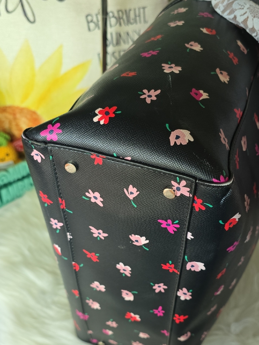 Kate Spade Black Floral Petite Tote GUC - Picture 10 of 16